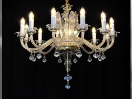 The 12 bulbs custom-made glass chandelier in Murano style - glass leaves & Flowers 2