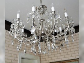 Big 10-arm massive cr. chandelier with glossy silver finish