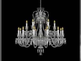 Baccarat lamp with 18 arms silver metal