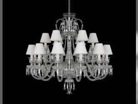 Baccarat lamp with 18 arms silver metal with lampshades