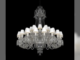 Large 36-arm baccarat chandelier with lampshades