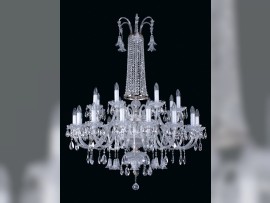 Big wedding chandelier with cut crystal bells, 24 bulbs