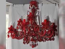 Dark red crystal chandelier