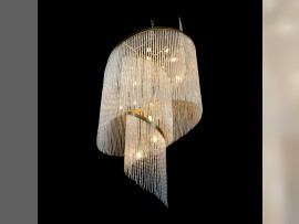 Spiral chandeliers made of crystal pearls dia 90 x 200 cm