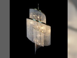 Spiral chandeliers made of crystal pearls dia 90 x 200 cm