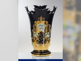 30.5 cm tall Black vase decorated with gilding