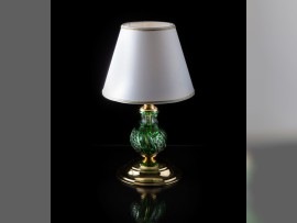 Green lamp from blue cased crystal