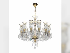 12-arm crystal chandelier with gold vases