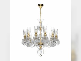 8-arm golden crystal chandelier with diamond cut