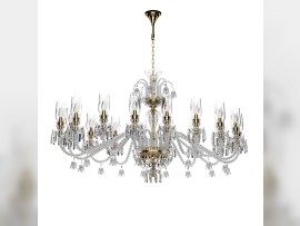 16-arm oval crystal chandelier with glass bells