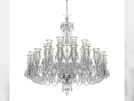 30-arm silver crystal chandelier with diamond cut