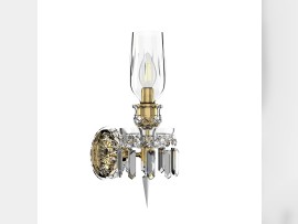 Small 1-arm wall light with one clear glass vase