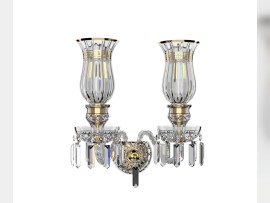 2-arm wall lamp with gold decorated vases