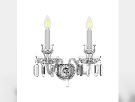 2-arm silver baccarat wall sconce with crystal spikes