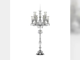 Tall 9-arm crystal floor lamp made of Baccarat glass