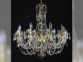 Yellow crystal chandelier with 8 glass arms