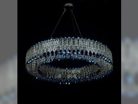 Ring chandelier dia 90 x 20 cm, shiny anthracite, blue almonds - Extinguished