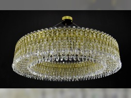 Golden ring chandelier dia 90 x 20 cm, shiny brass, clear crystal