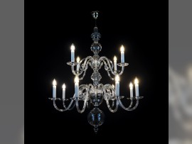 Medium-sized Dutch glass chandelier with silver metal - white glass tubes