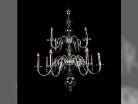 Medium-sized Dutch glass chandelier with silver metal