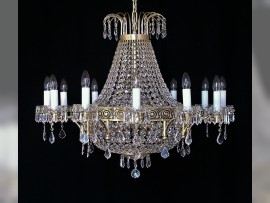 12-arm French crystal basket chandelier in Empire style