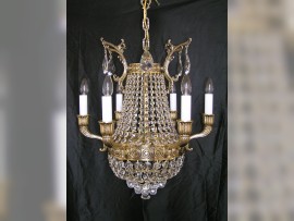 The cast brass Strass basket chandelier with 6 solid brass arms