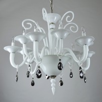 Chandelier with chrome silver (chromium) crystal almonds