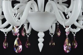 White opal chandelier with purple crystal trimmings - bottom of the chandelier