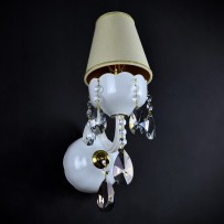 Opal white wall light with metalized almonds