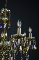 Detail of the light bowls of the colored chandelier