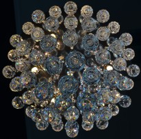 View of the chandelier with suspended balls from below 1