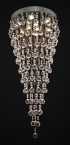 Larger version of chandelier with balls - silver metal, dia 50 x 110 cm - lit