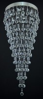 Larger version of the cone chandelier with balls - silver metal, dia 50 x 110 cm - extinguished