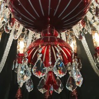 Detail of a luxury ruby ​​crystal chandelier - video