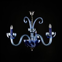 3-arm Murano chandelier in the color of blue opal