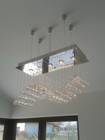 Smaller wave chandelier only clear crystal and silver metal (5 bulbs) - Interior