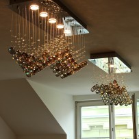 The same chandelier with amber balls