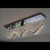 Wave chandelier with a strip of crystal balls in coffee color (metallized crystal - brown) 1