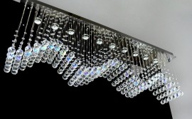 150cm Wave chandelier with blue crystal metalized AB balls