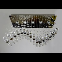 Smaller wavy chandelier with a strip of crystal balls in coffee color (metallized crystal - brown)