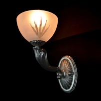 Wall light made of cast silver-plated brass - 1 bowl made of sandblasted glass