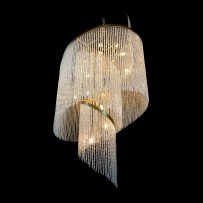 Spiral chandeliers made of crystal pearls dia 90 x 200 cm