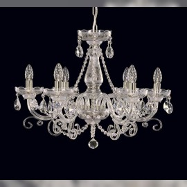 White chandeliers and lamps decorated with gold or silver painting for a design-furnished apartment (design sets)