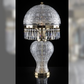 A true Czech classic - a tall table lamp with a glass shade made of massive cut crystal glass PK500