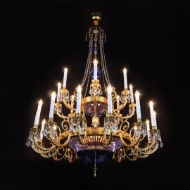 Classic chandeliers and lamps adjusted for contemporary and modern interiors - Birds on blue glass