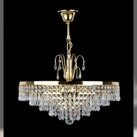 Basket chandelier with a brass gold crown with 6 bulbs