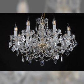 Lower 8-arm crystal chandelier decorated with French pendeloques