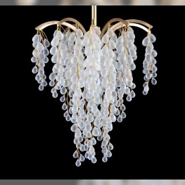 Crown brass chandelier with white glass grapes