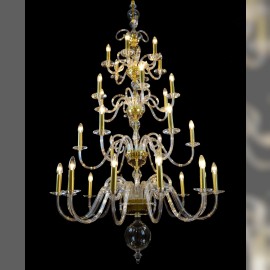 30-arm smooth glass chandelier - A glass version of the Dutch chandeliers