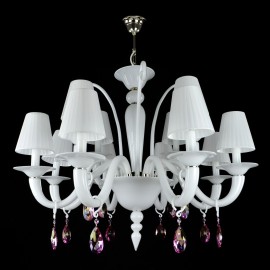 12-arm snow-white chandelier with colored crystal trimmings - variations